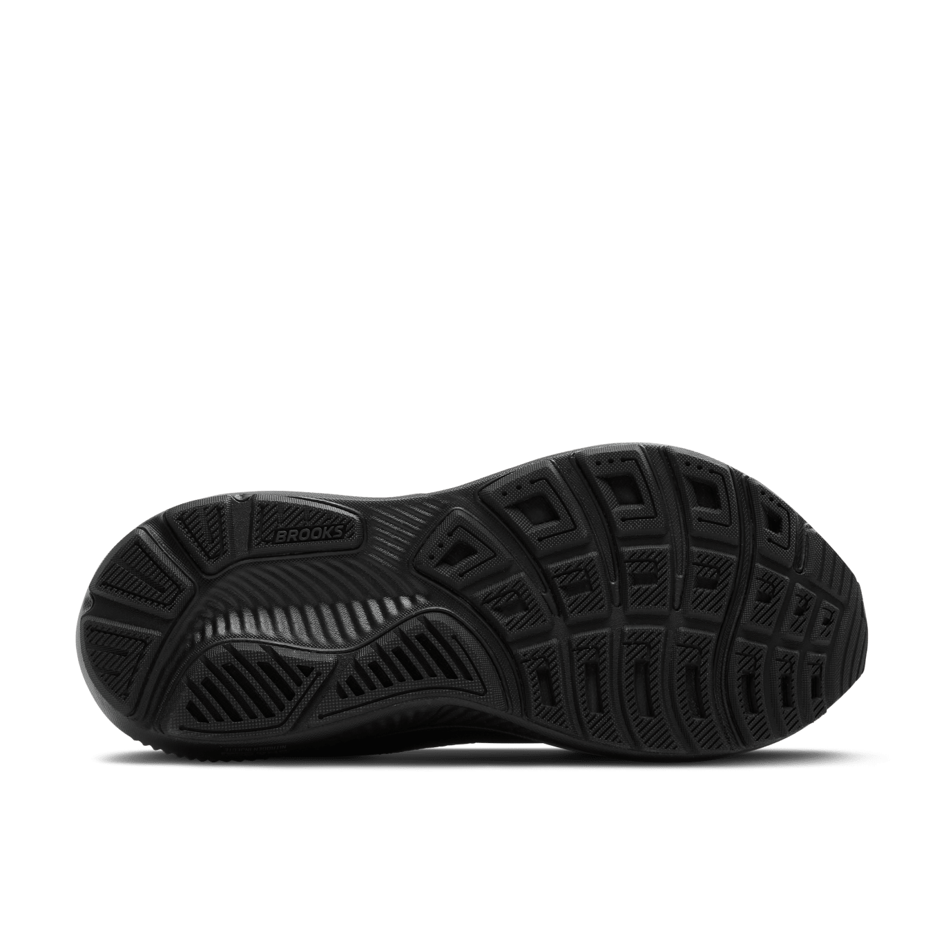 Black athletic shoe sole on a transparent background