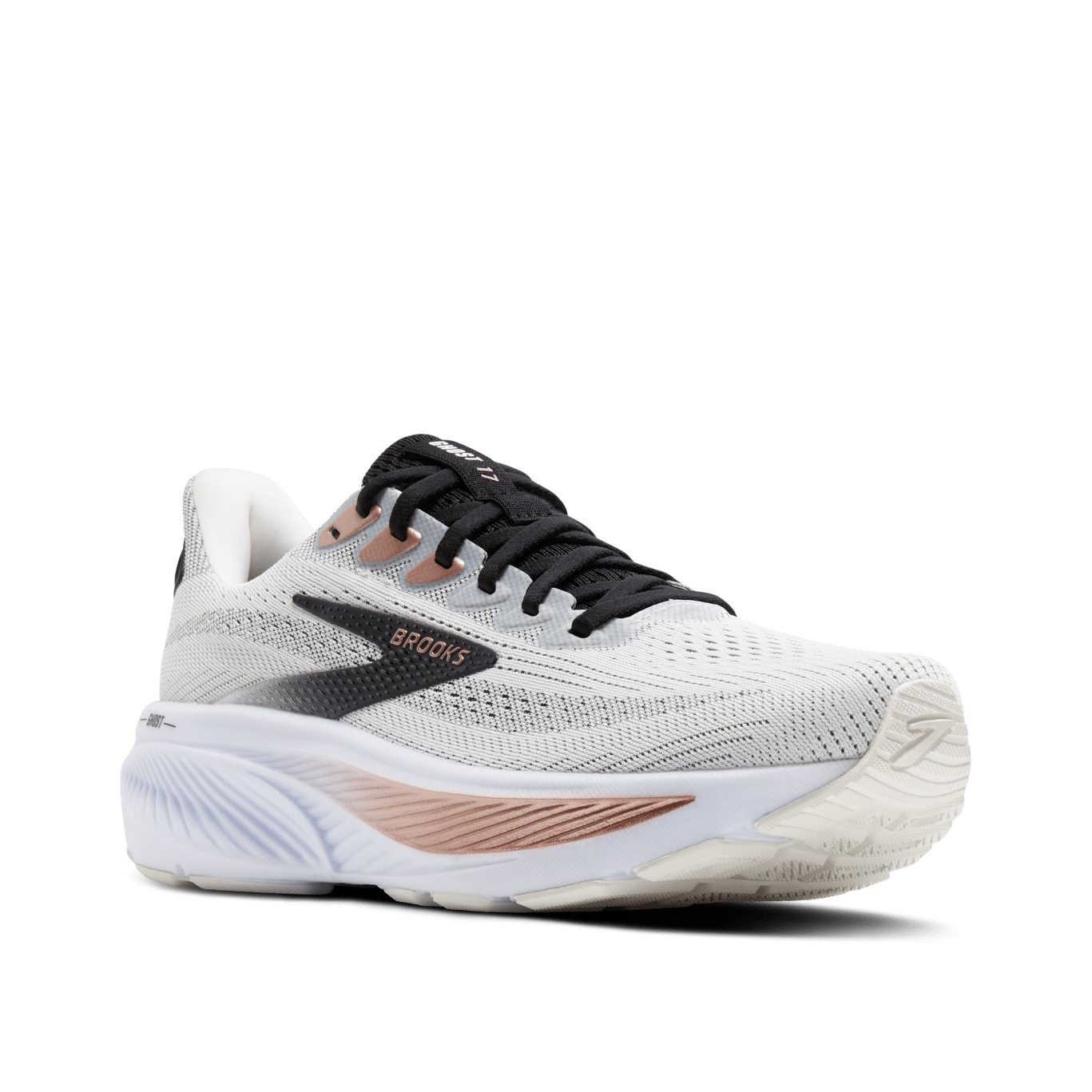 White running shoe with black laces on a transparent background