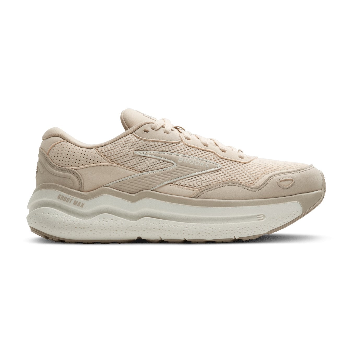Beige running shoe on a white background