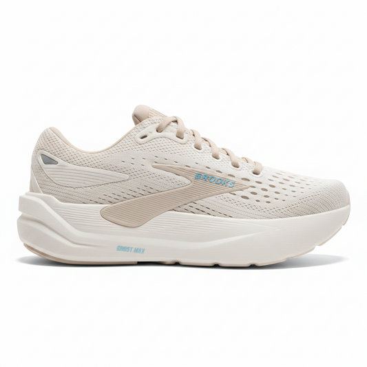 White running shoe with brand logo on a transparent background
