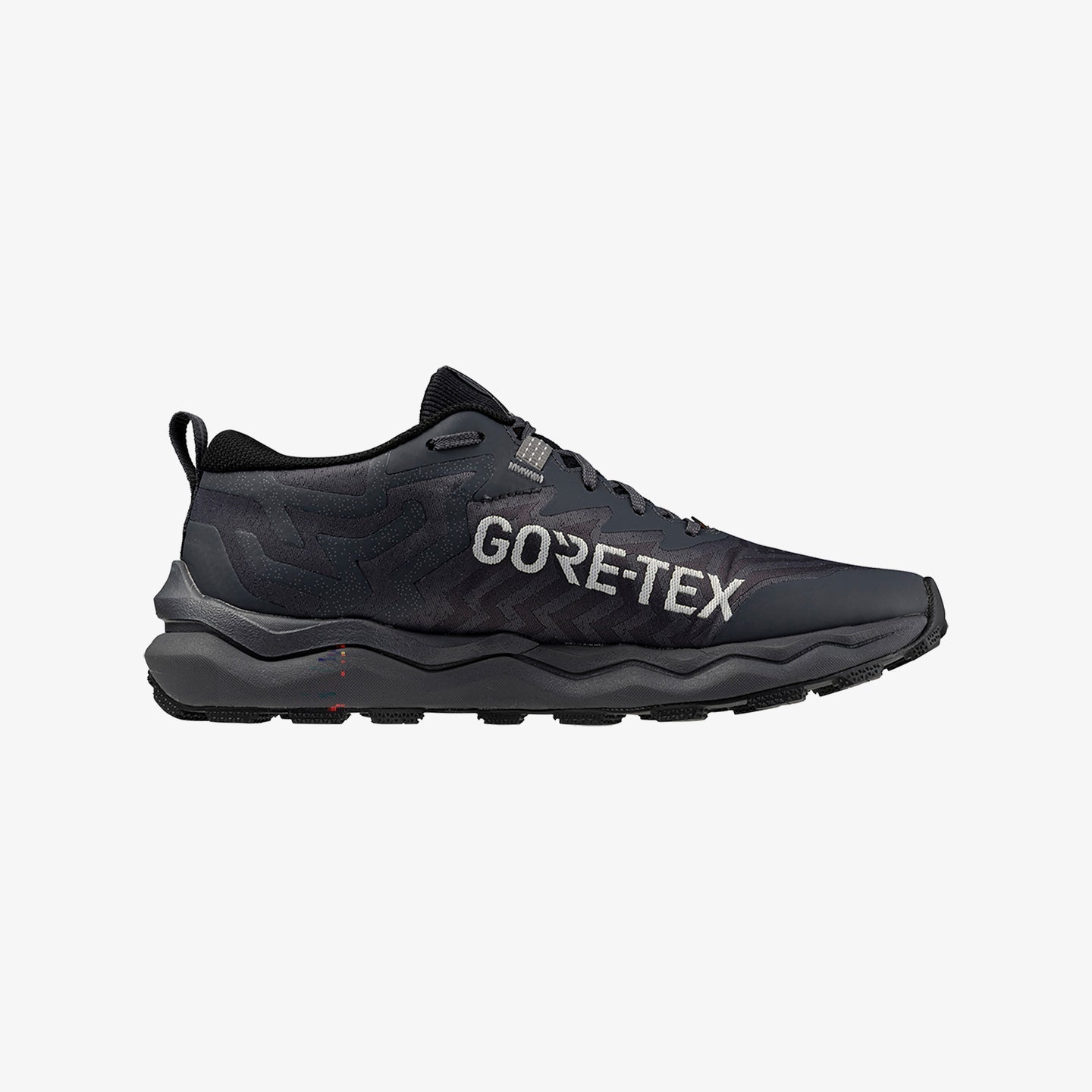 Black athletic shoe on a light gray background