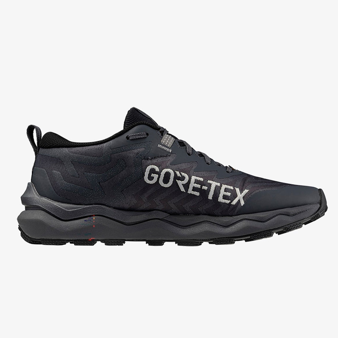 Black athletic shoe on a light gray background