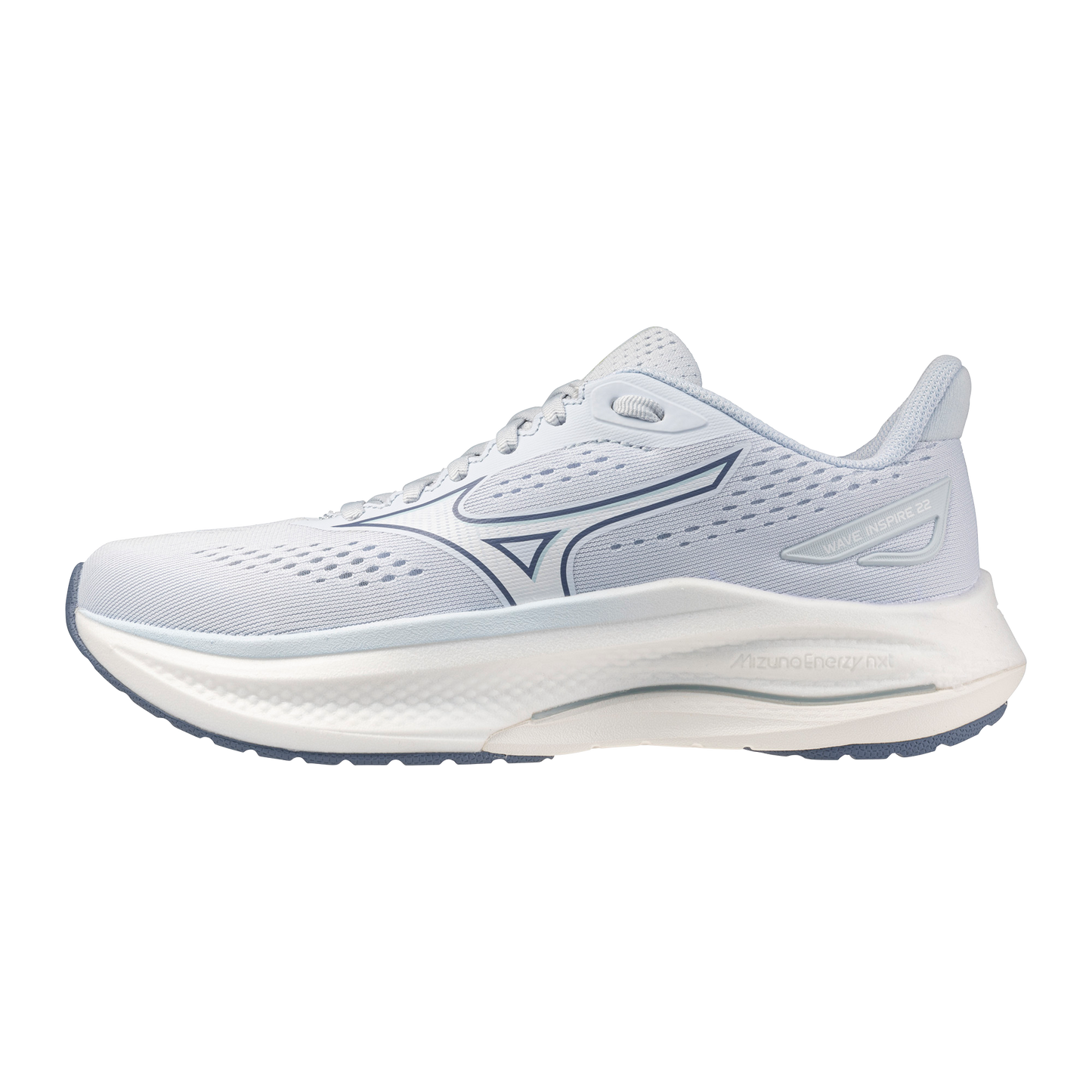 White running shoe with a visible brand logo on a white background