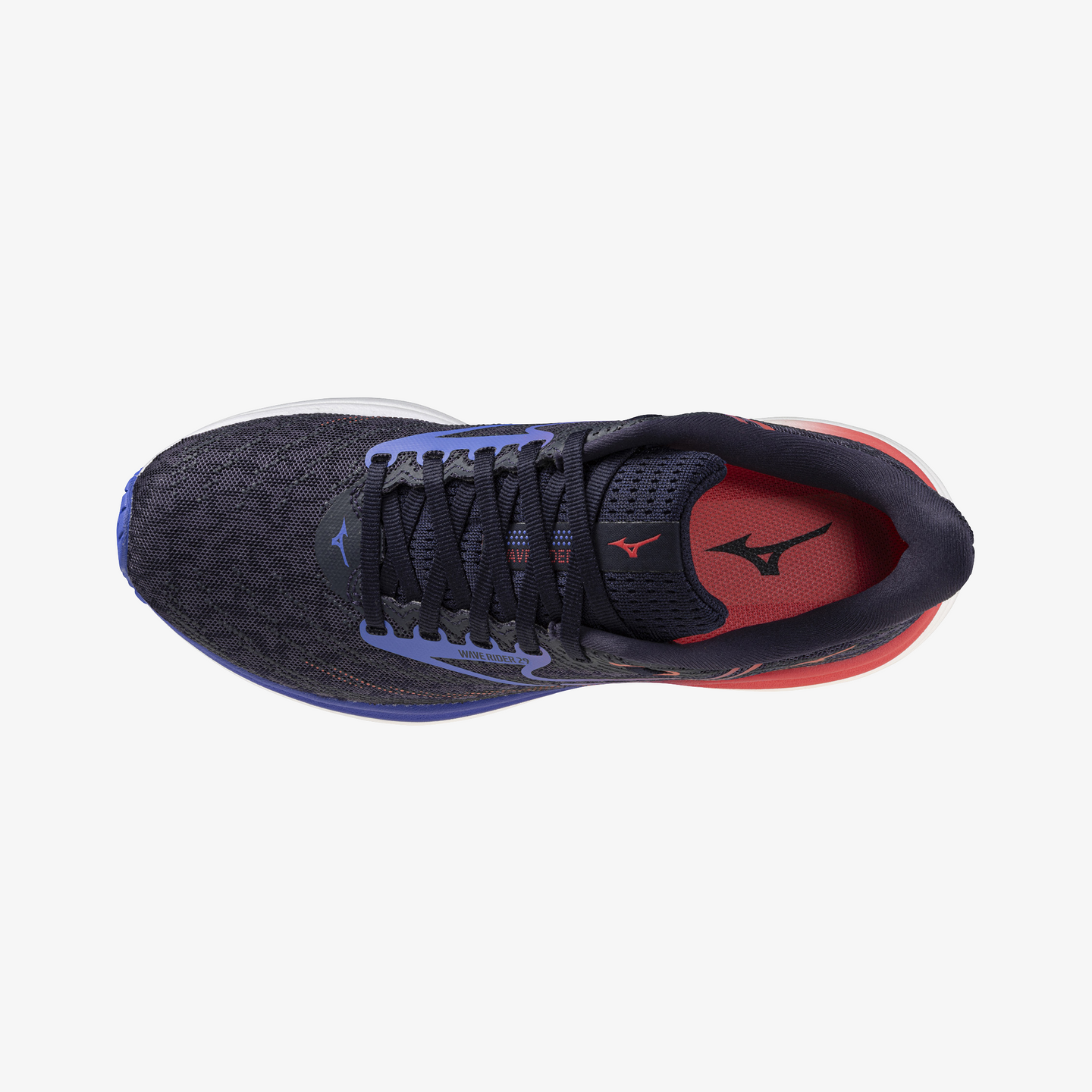 Black and red running shoe on a white background