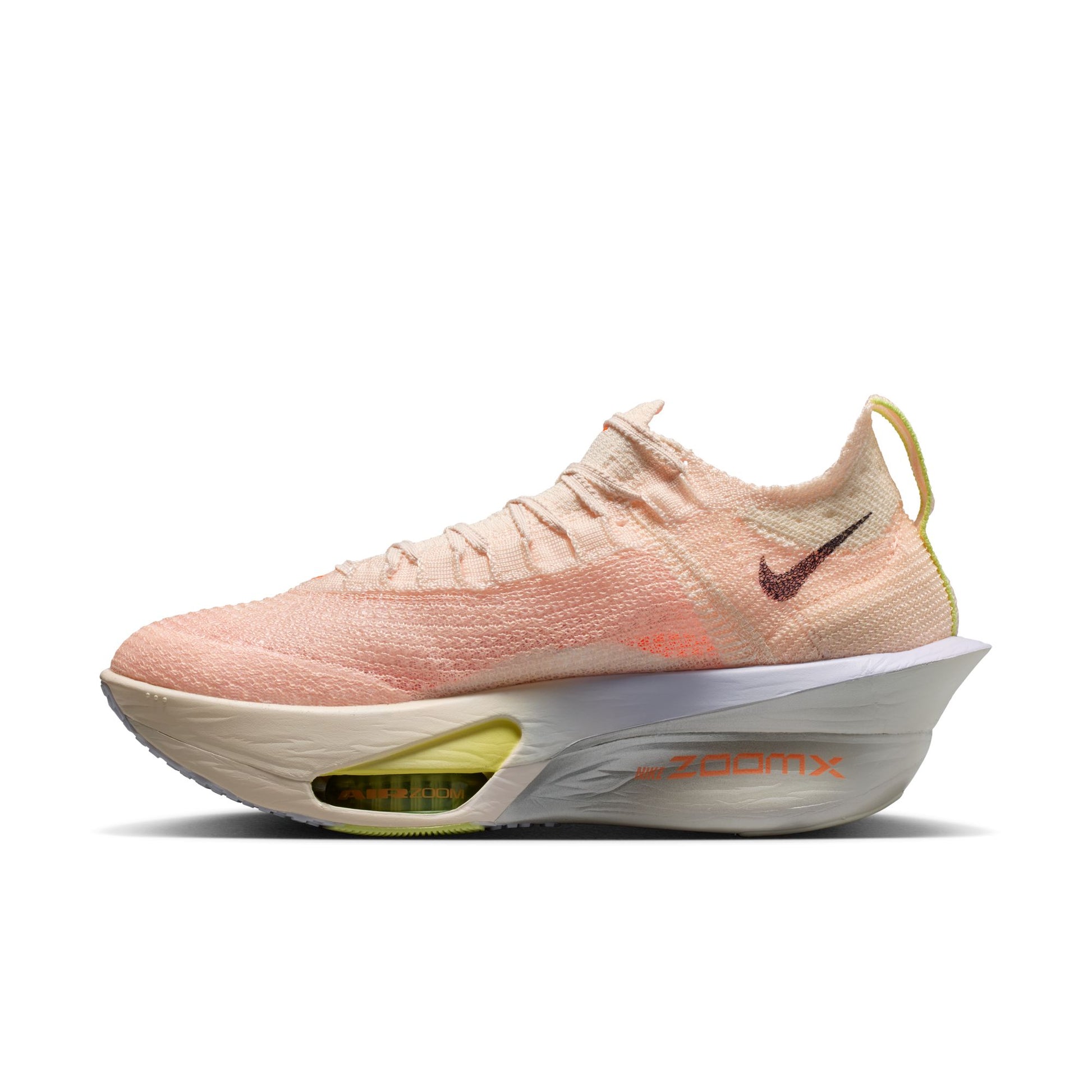 Pink running shoe with Nike logo on a white background