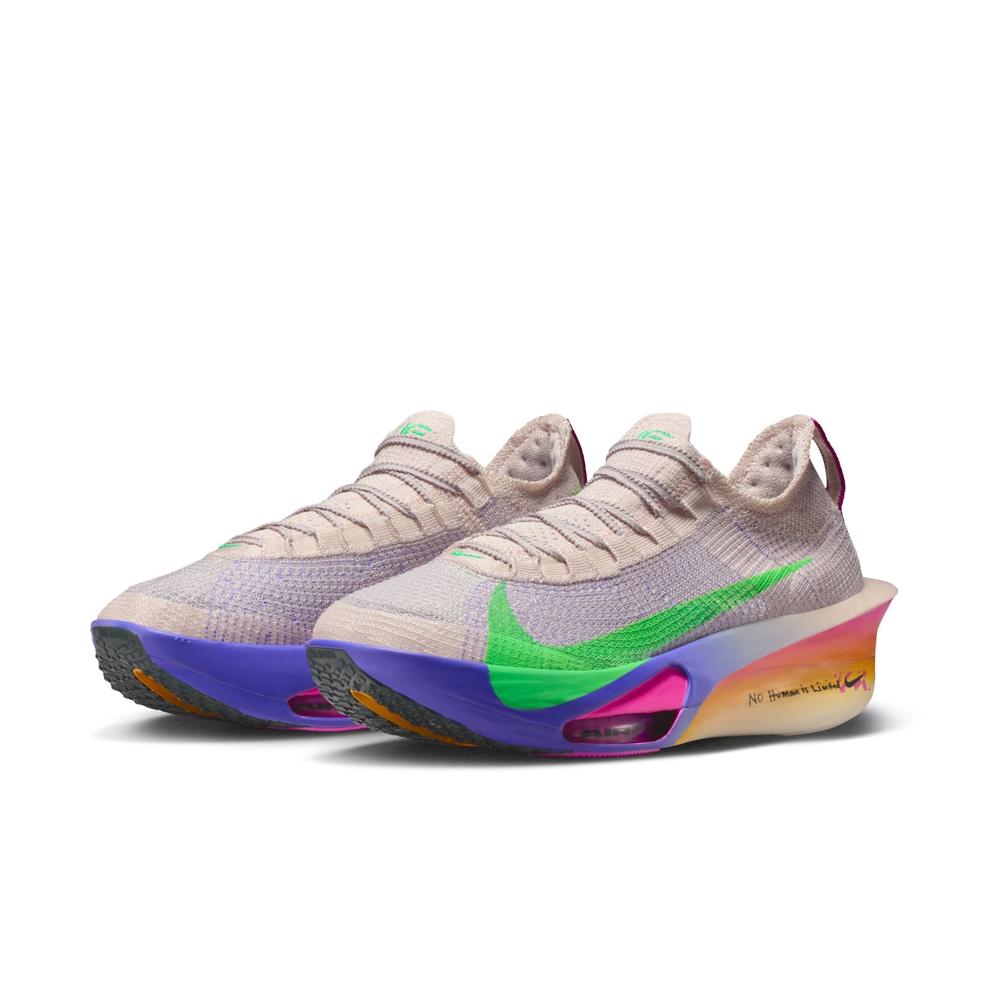 Pair of Nike sneakers with colorful design on a white background