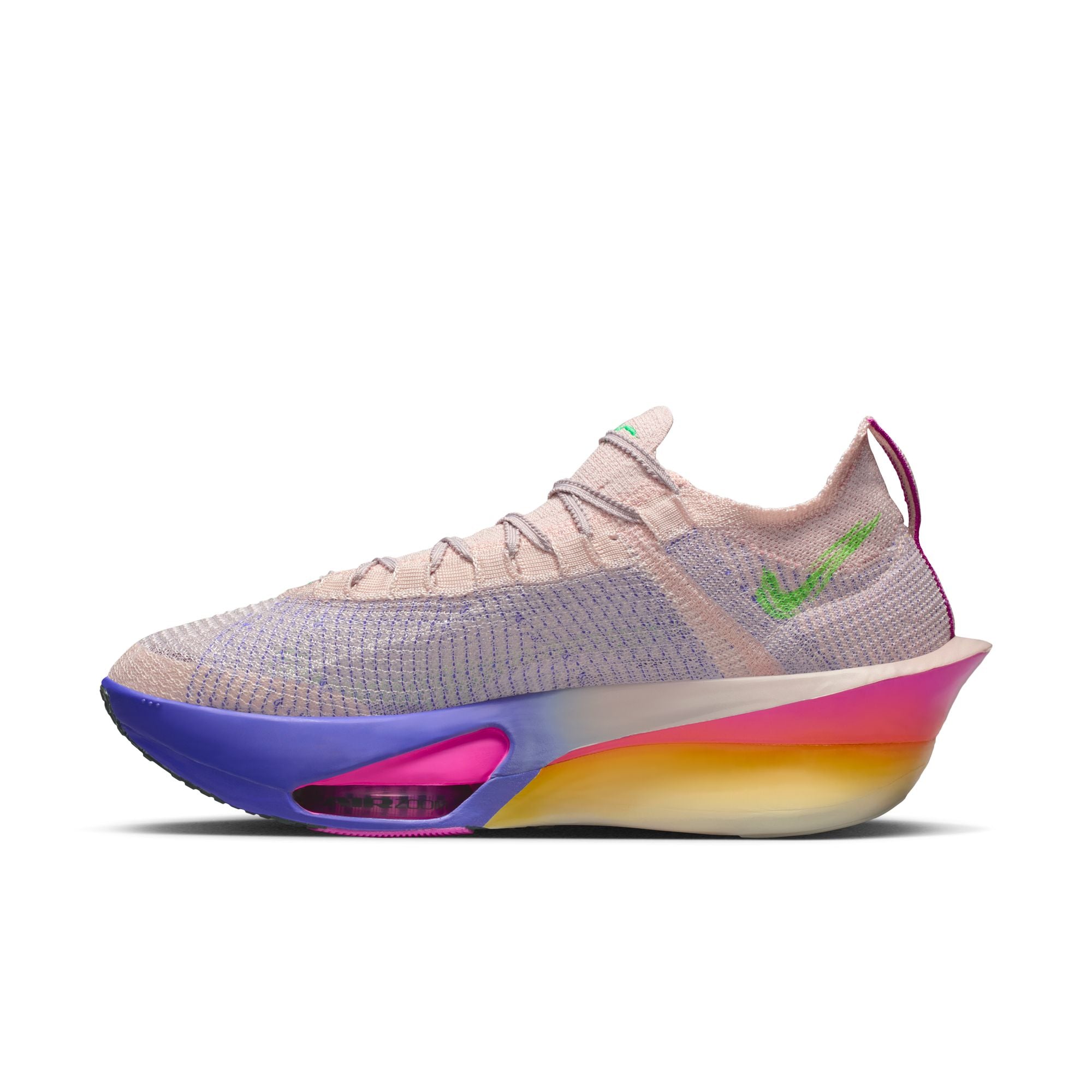 Multicolored sneaker with a gradient design on a white background