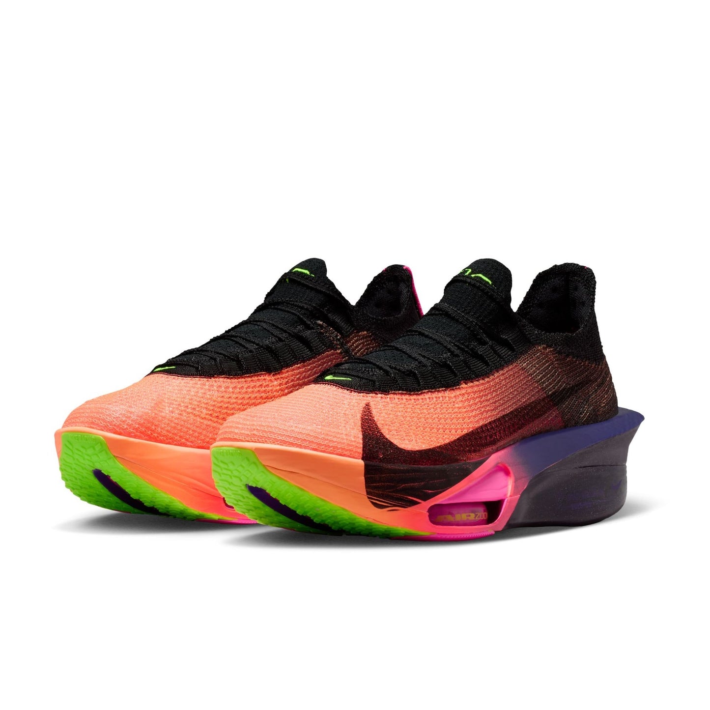 Colorful basketball shoes with a prominent Nike logo on a white background