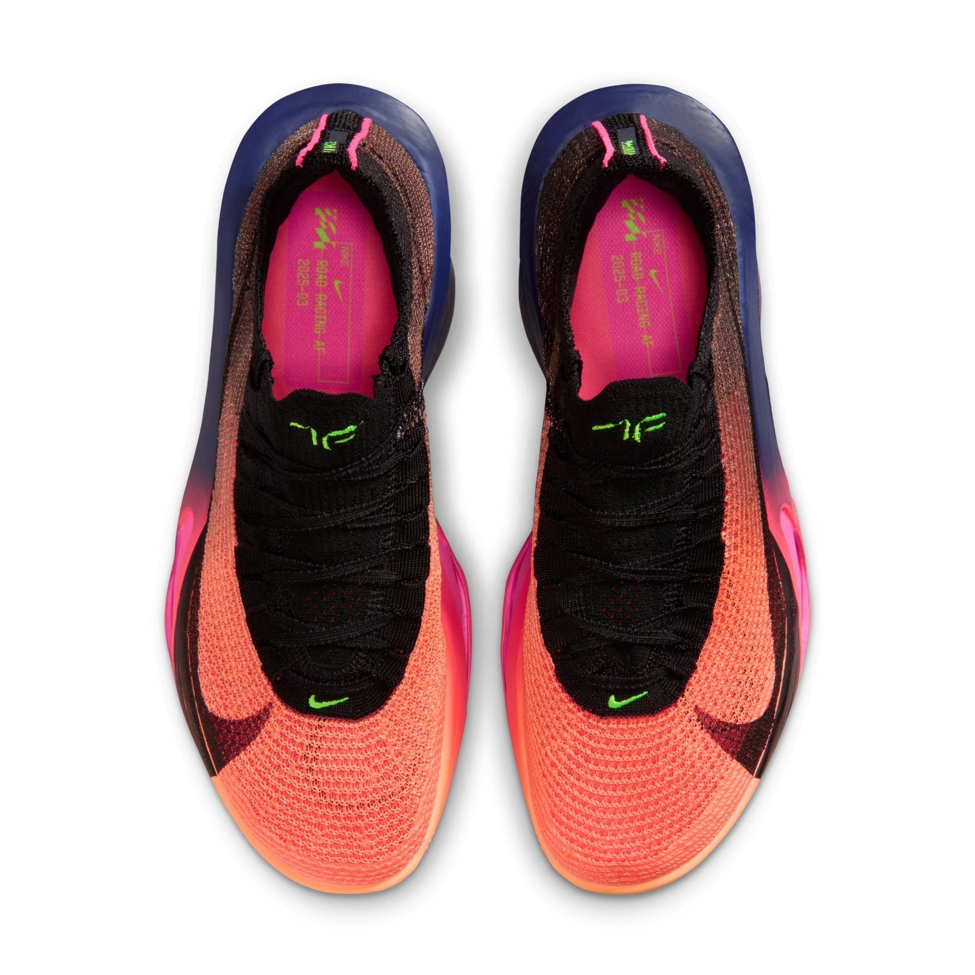 Pair of colorful running shoes with a white background