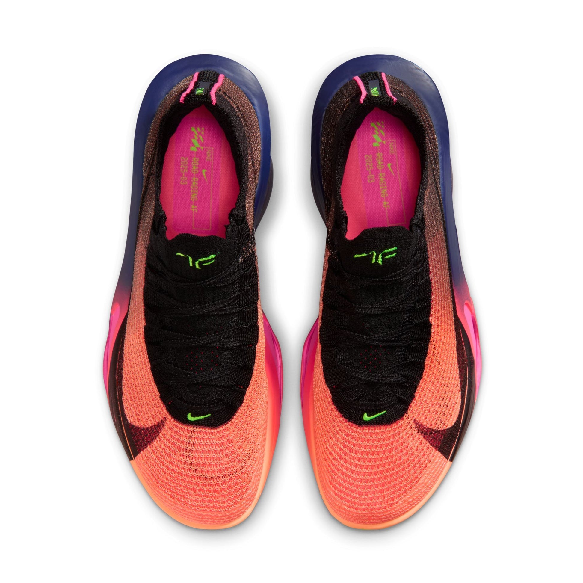 Pair of colorful running shoes with a white background