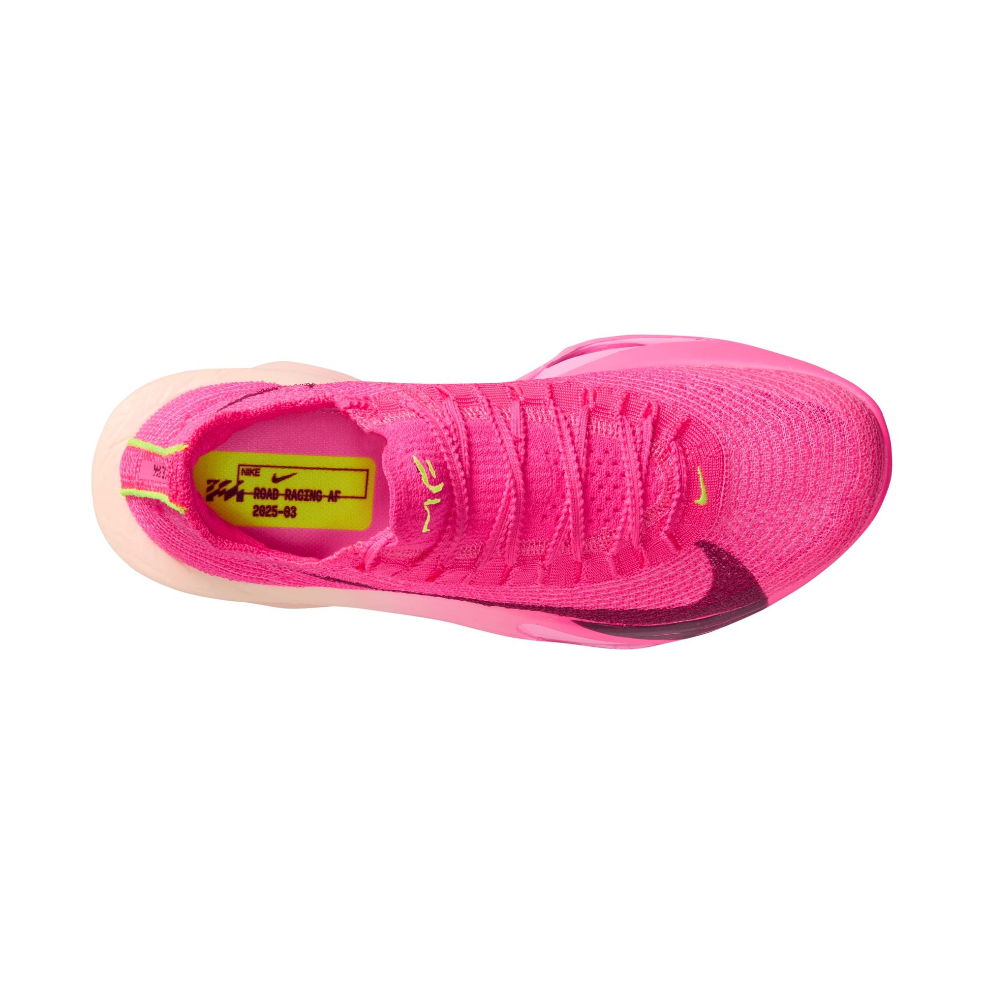 Pink running shoe with Nike logo on a white background
