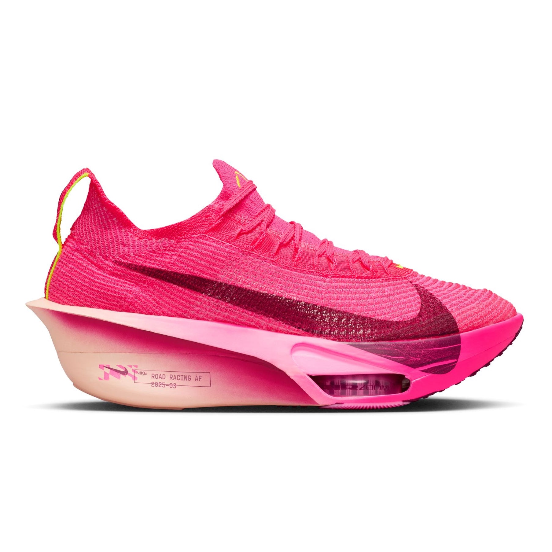 Pink sneaker with a gradient sole on a white background
