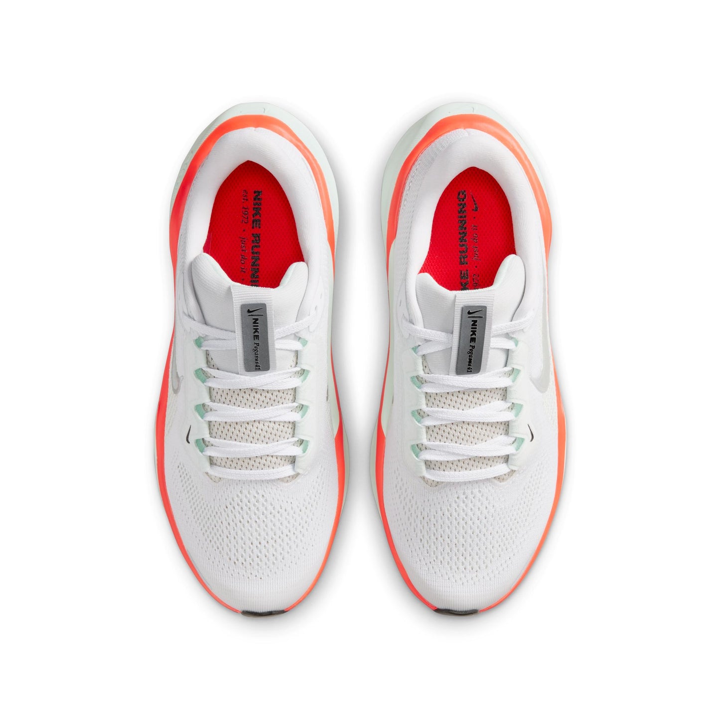 White sneakers with red accents on a white background