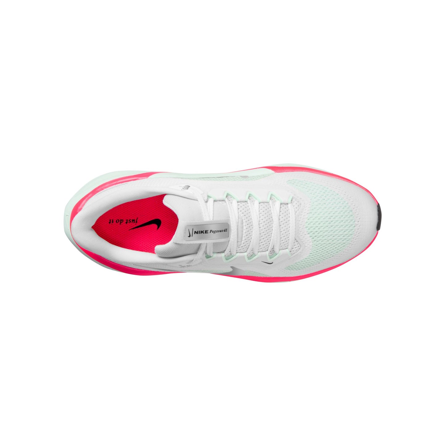 White sneaker with pink sole on a white background
