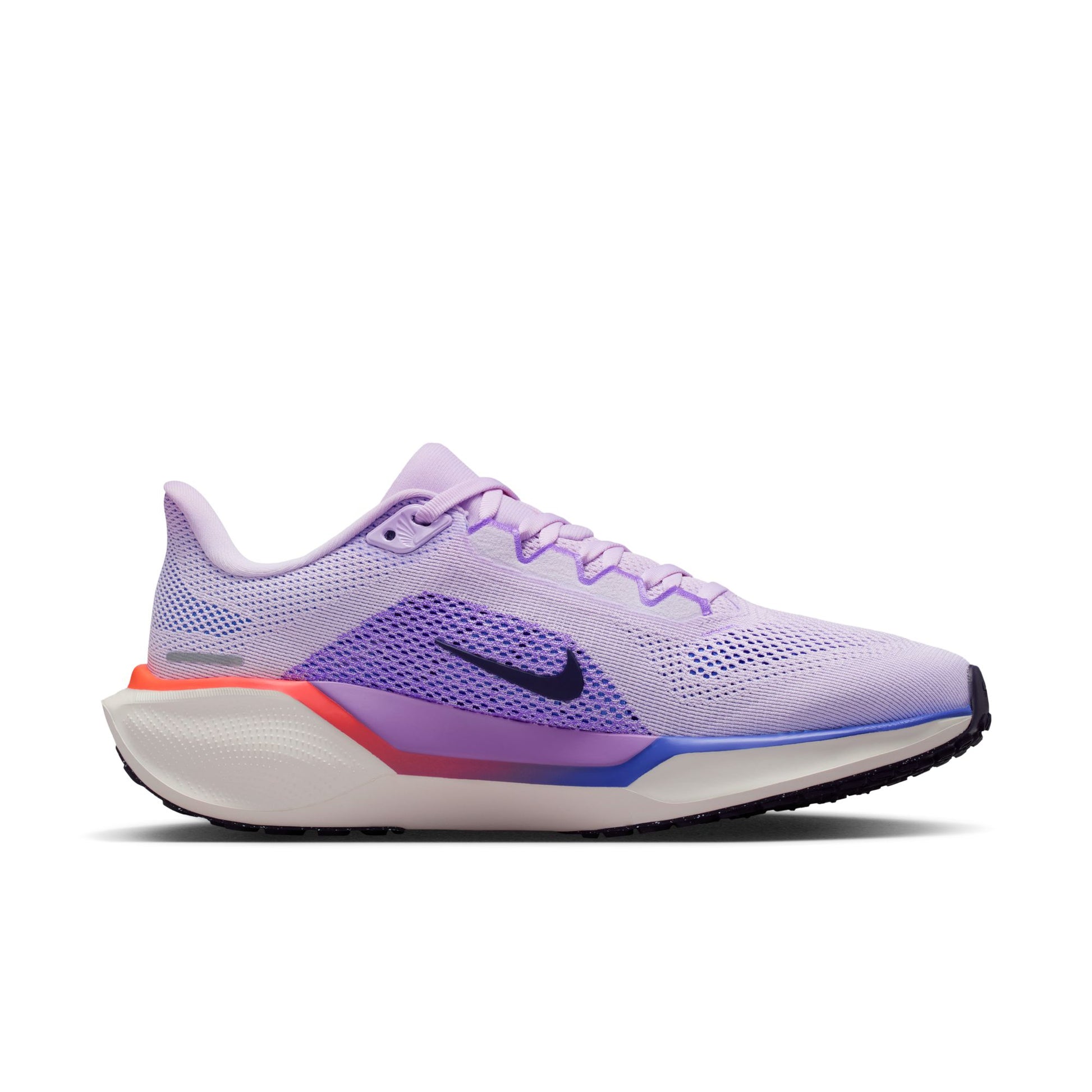 Purple running shoe with Nike logo on a white background