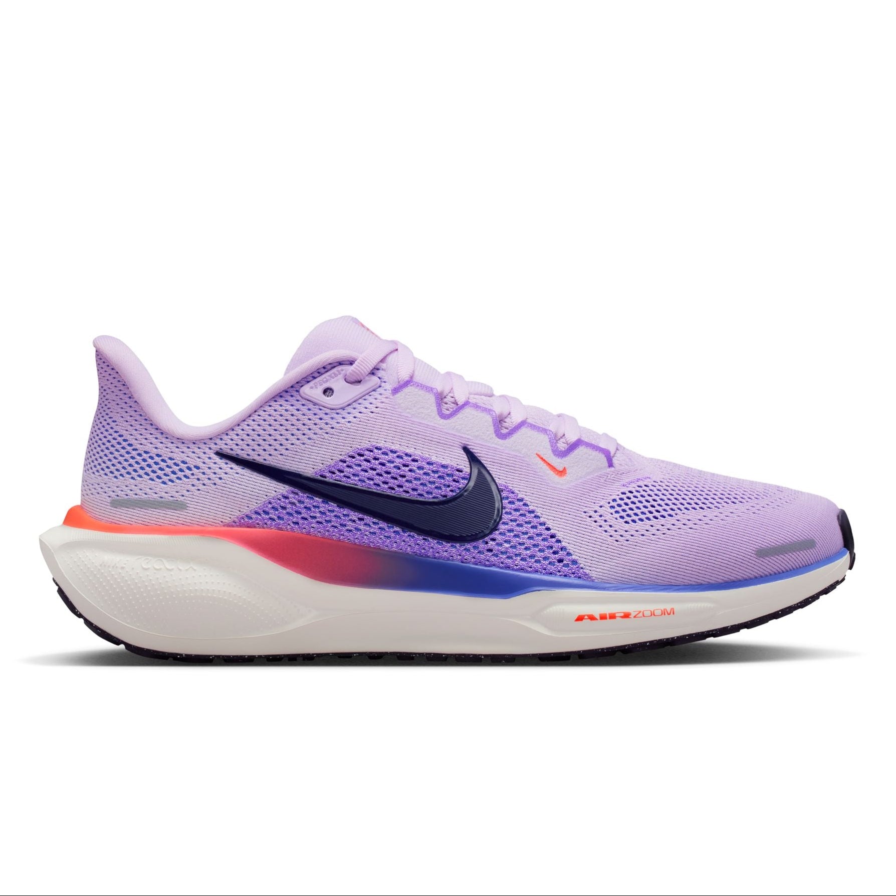 Purple running shoe with Nike logo on a white background