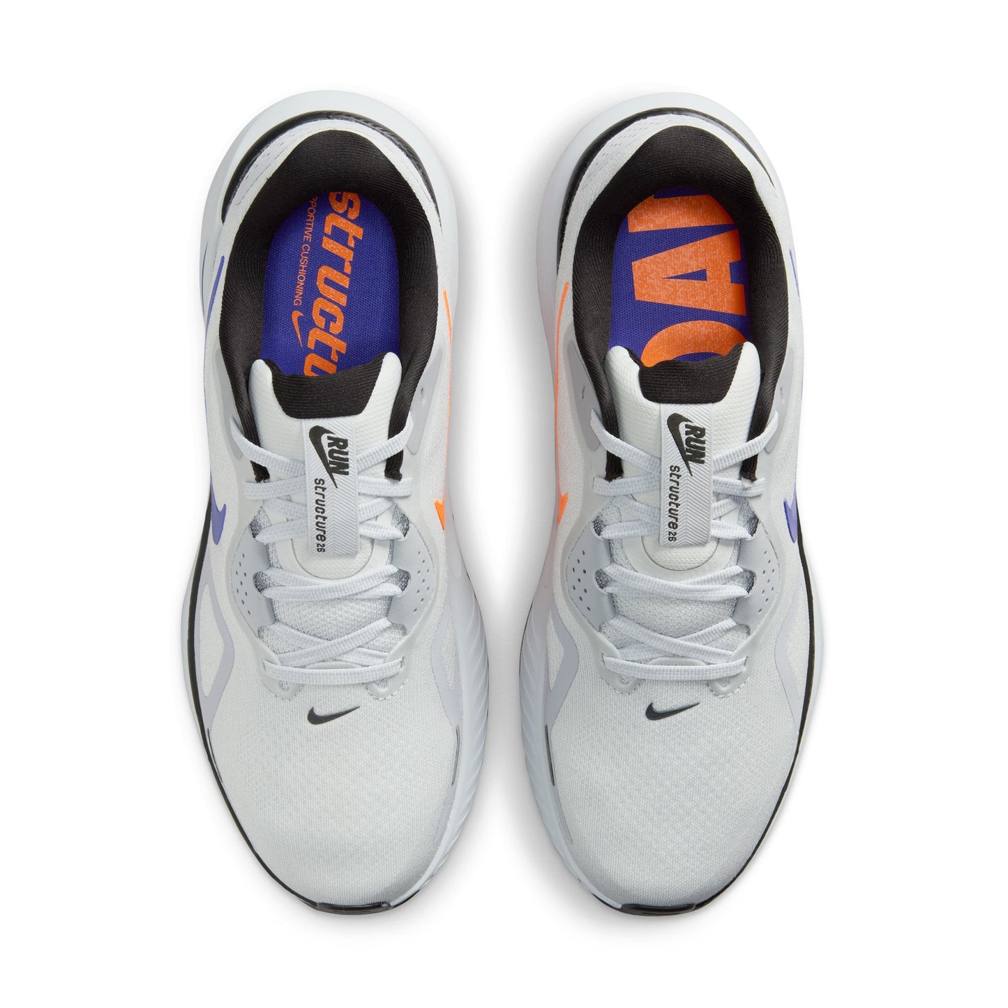 White running shoes with colorful interior on a white background
