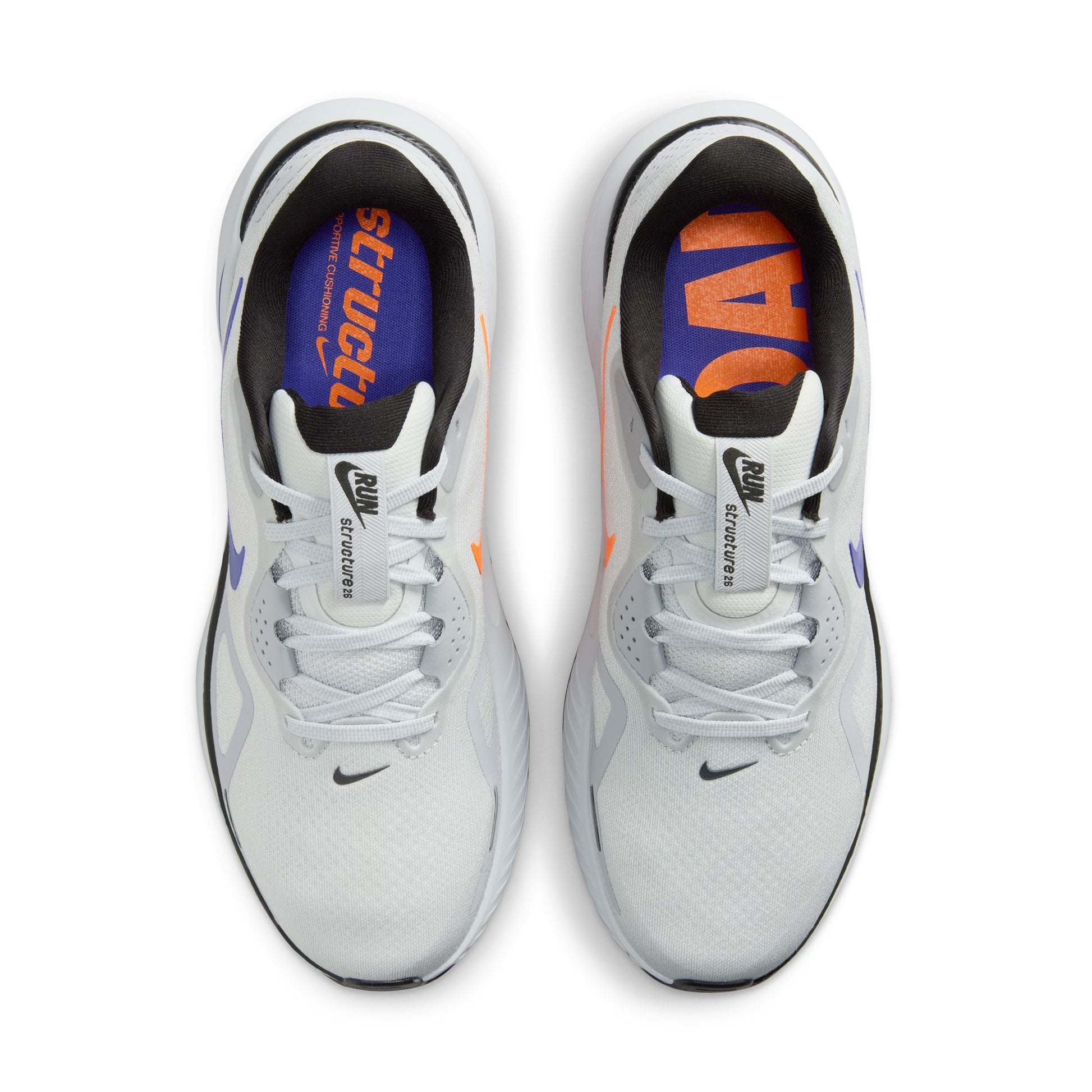 White running shoes with colorful interior on a white background