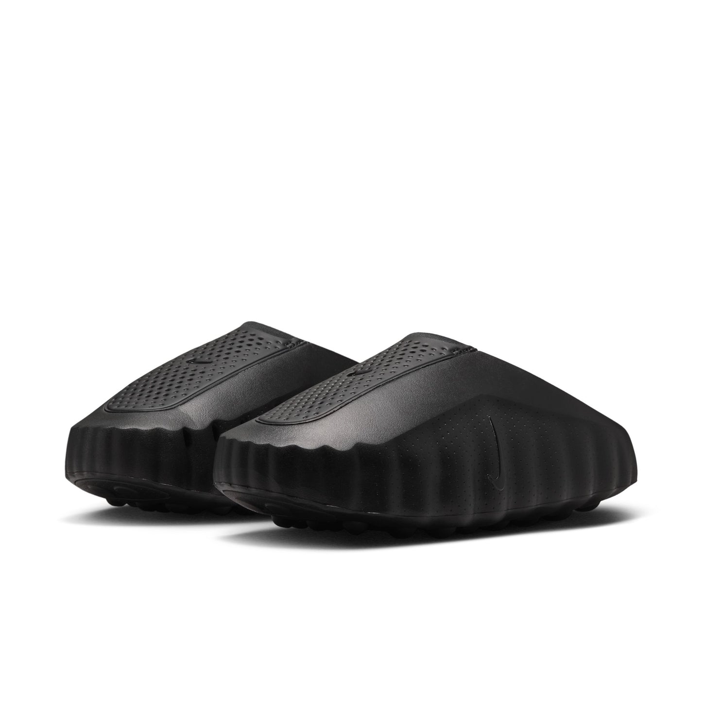 Black slippers on a white background