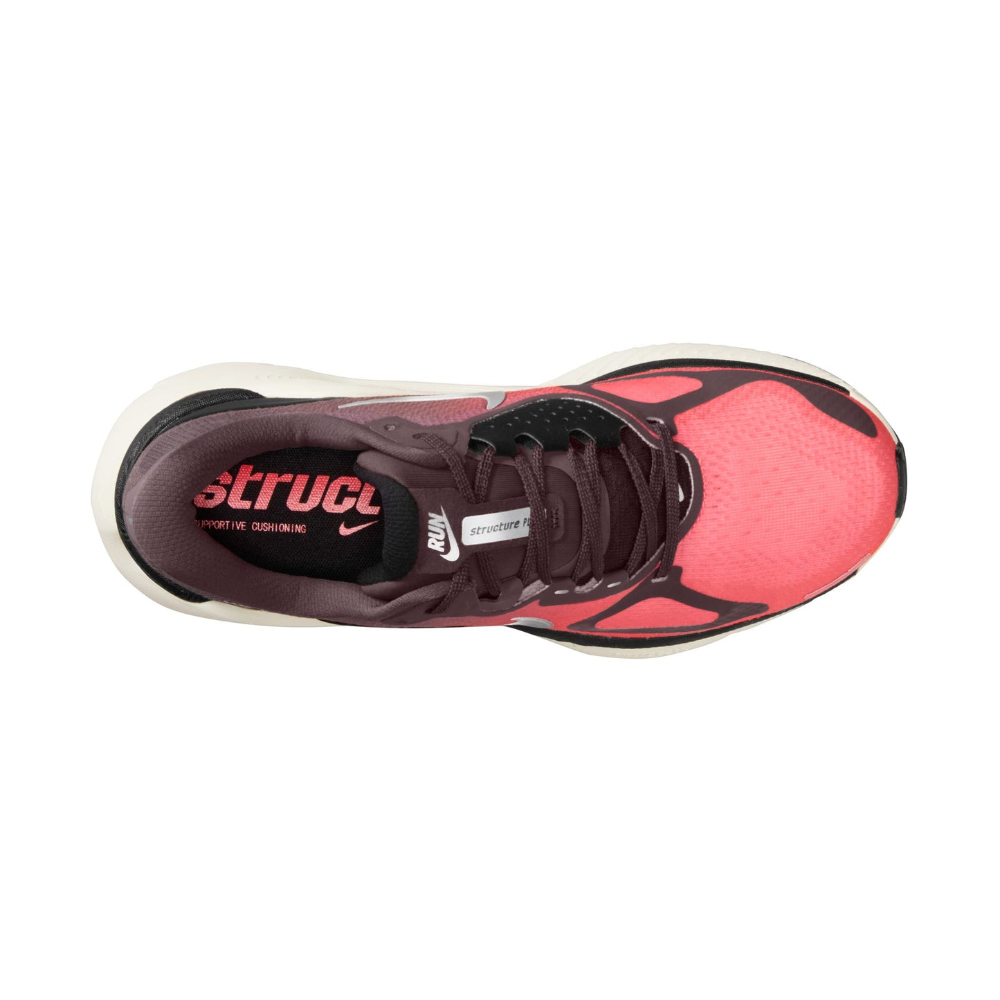 Pink and black sneaker with visible brand logo on a white background