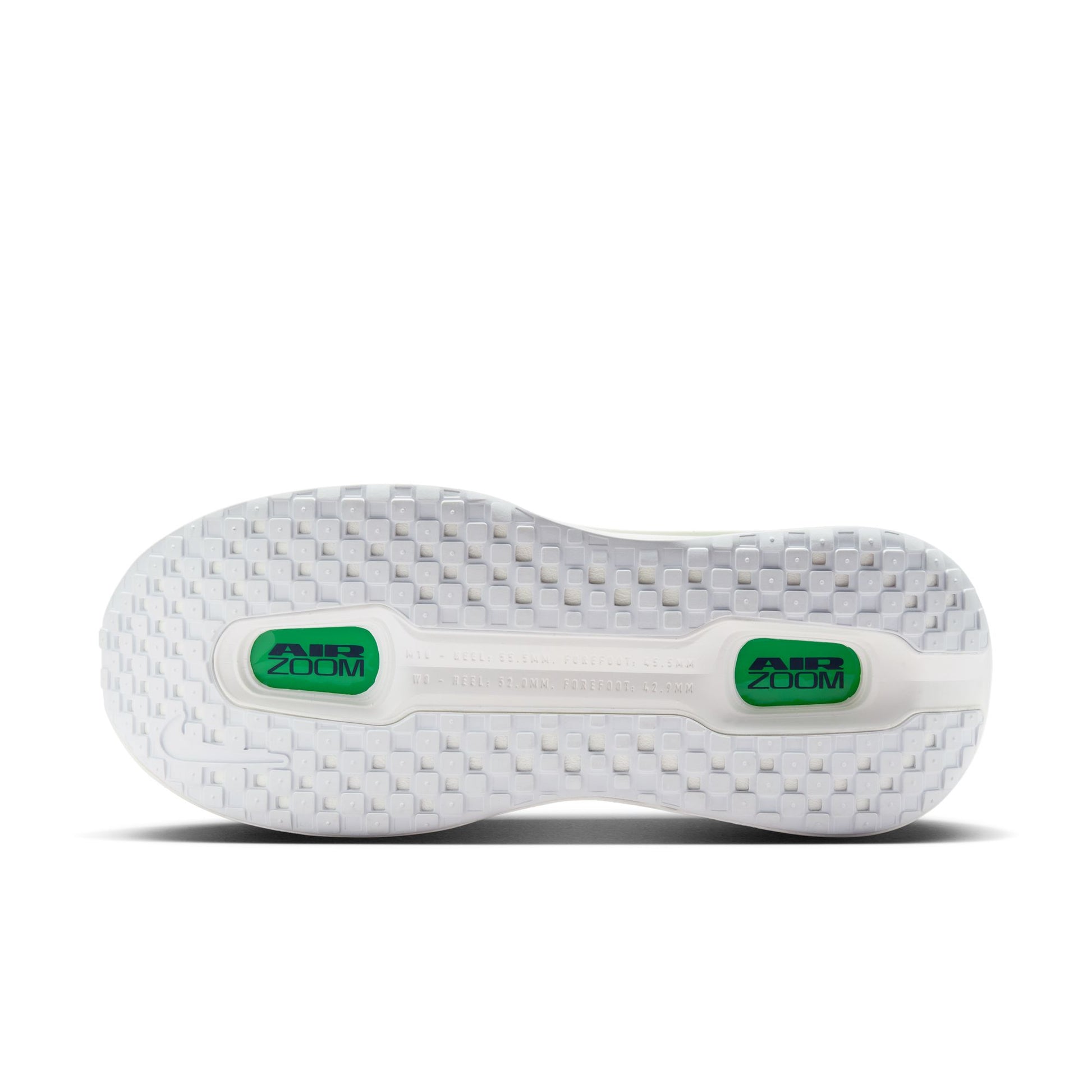 White athletic shoe sole with 'Air Zoom' branding on a white background