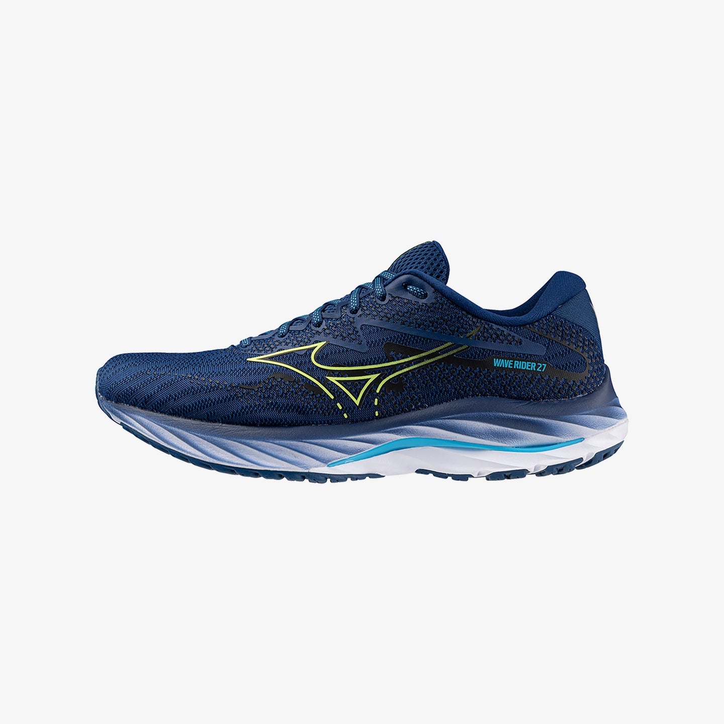 Mizuno Wave Rider 27 (D Width) - Pearl Blue/Lime Green/Navy (Mens)