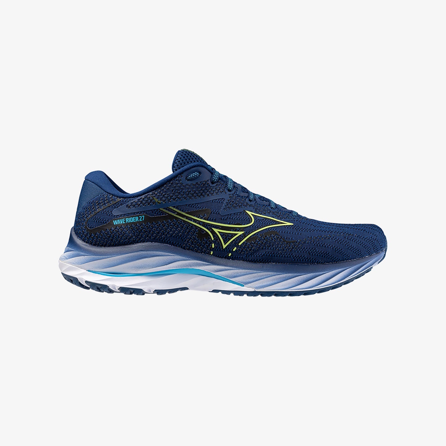 Mizuno Wave Rider 27 (D Width) - Pearl Blue/Lime Green/Navy (Mens)