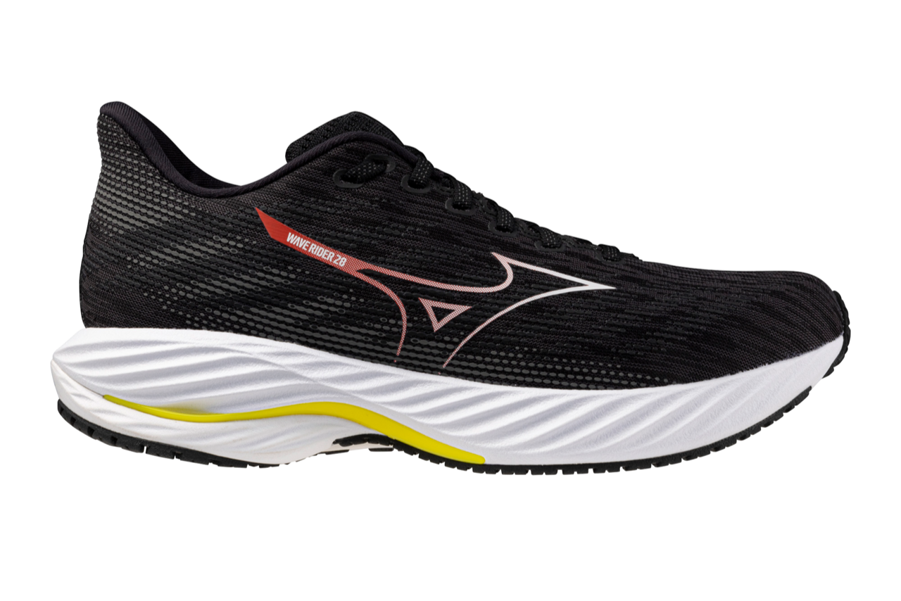 Mizuno Wave Rider 28 (2E Width) - Black/White/Evening Primrose (Mens)