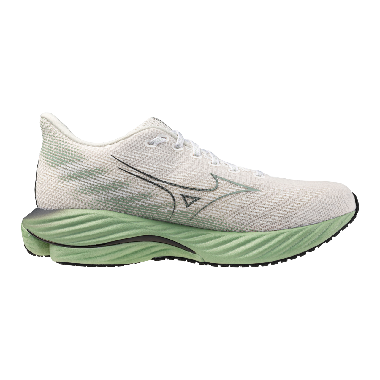 Mizuno Wave Rider 28 (D Width) - Mizuno Snow White/Frosty Green/Black (Mens)