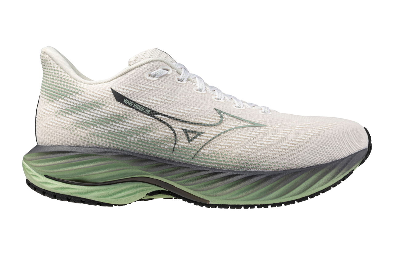 Mizuno Wave Rider 28 (D Width) - Mizuno Snow White/Frosty Green/Black (Mens)