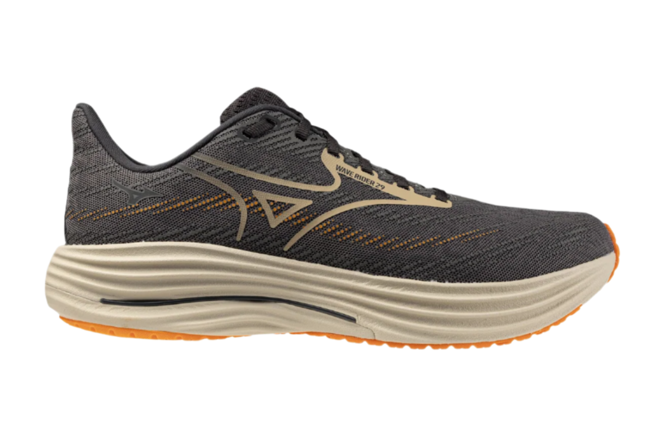 Mizuno Wave Rider 29 (D Width) - Charcoal Grey/Beige/Orange (Mens)