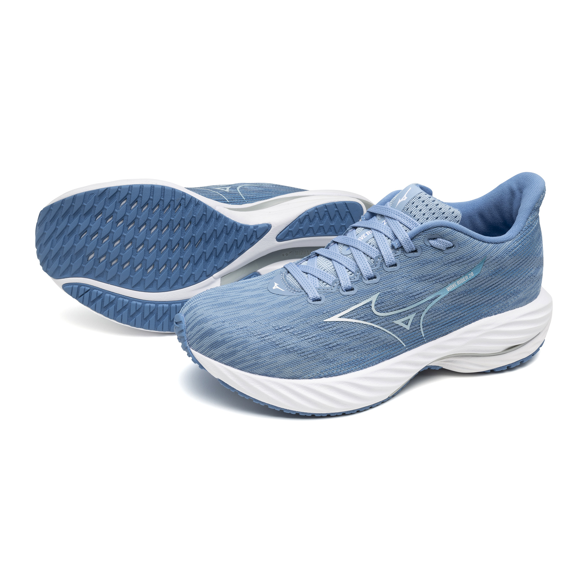 Mizuno Wave Rider 28 (B Width) - Glacier Lake/White/Parisian Blue (Womens)