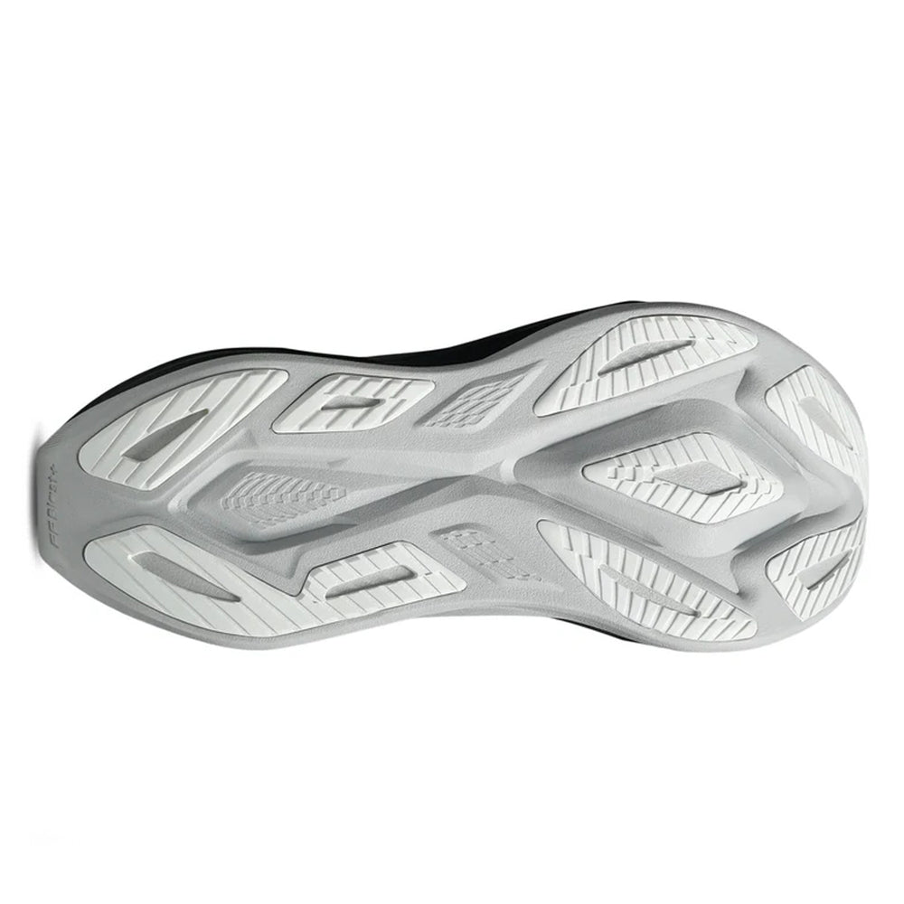 White athletic shoe sole with geometric pattern on a white background