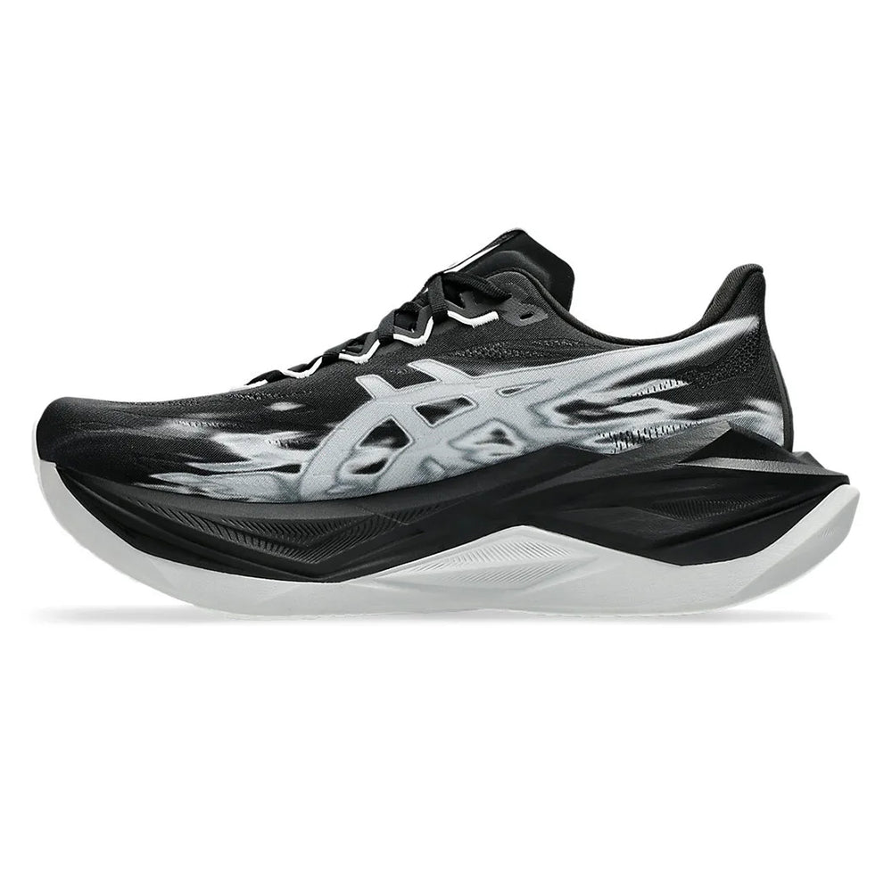 Black and white running shoe on a white background